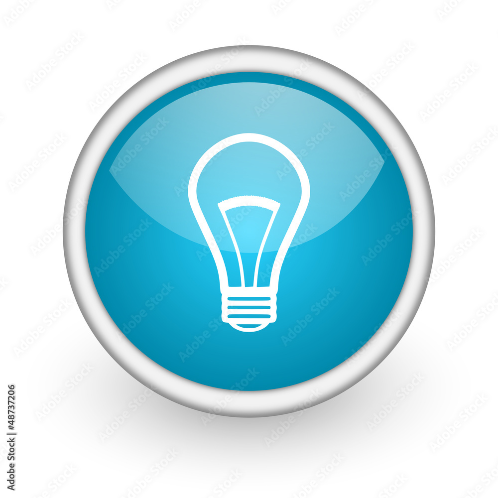 light bulb blue glossy icon on white background light bulb blue glossy icon on white background
