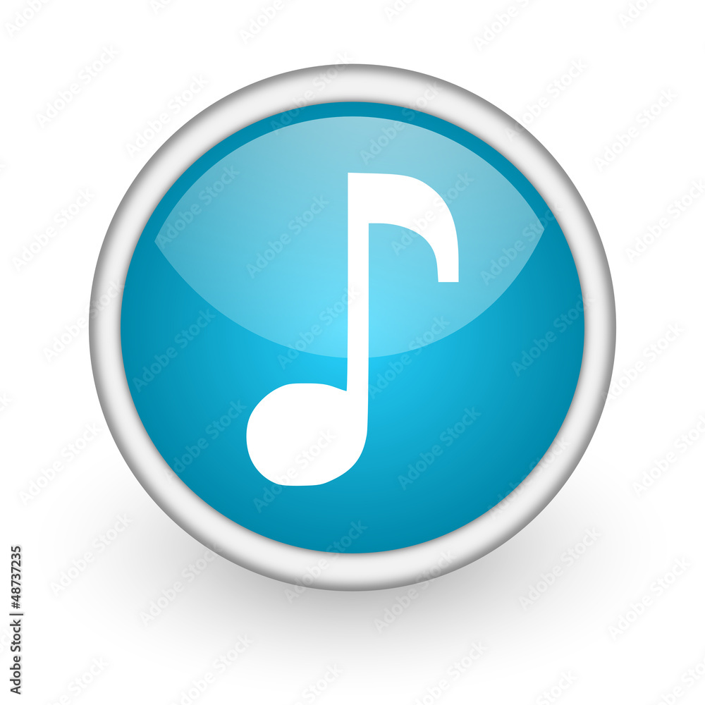 music blue glossy icon on white background music blue glossy icon on white background