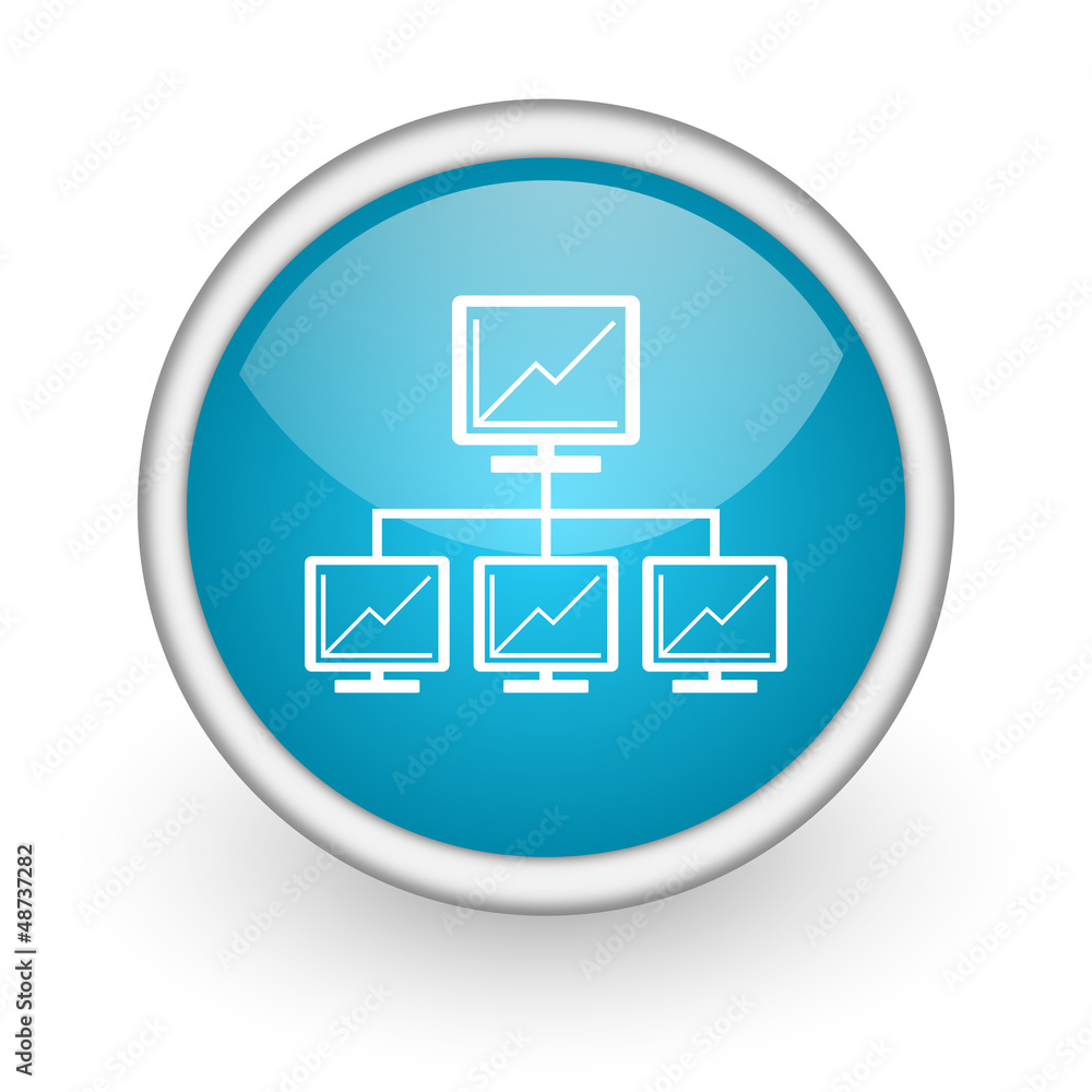 network blue glossy icon on white background network blue glossy icon on white background