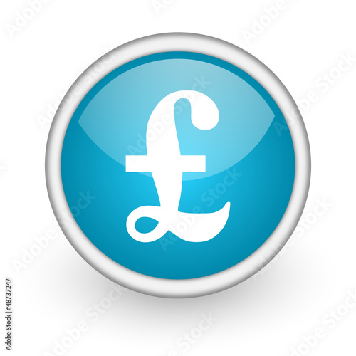 pound blue glossy icon on white background