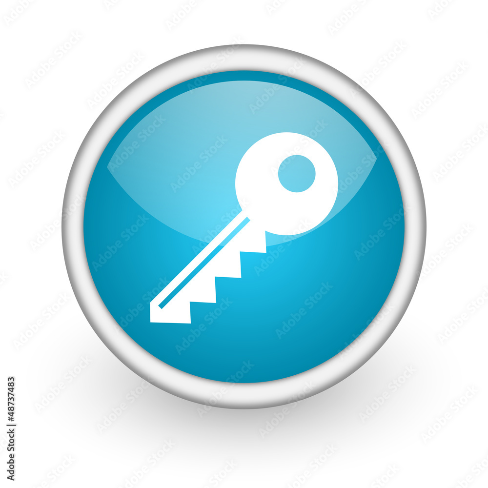 key blue glossy icon on white background key blue glossy icon on white background