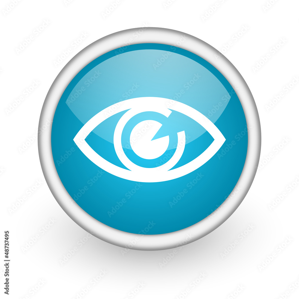 eye blue glossy icon on white background eye blue glossy icon on white background