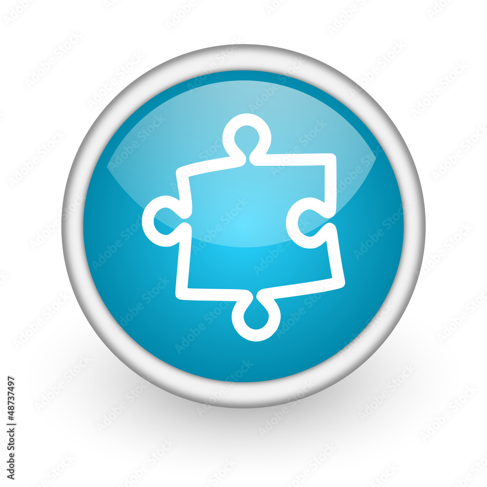 puzzle blue glossy icon on white background puzzle blue glossy icon on white background