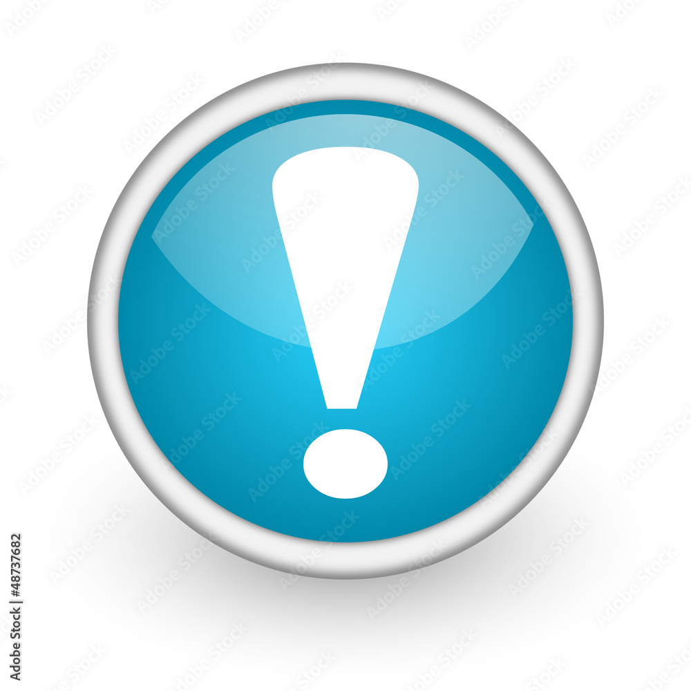 exclamation sign blue glossy icon on white background exclamation sign blue glossy icon on white background