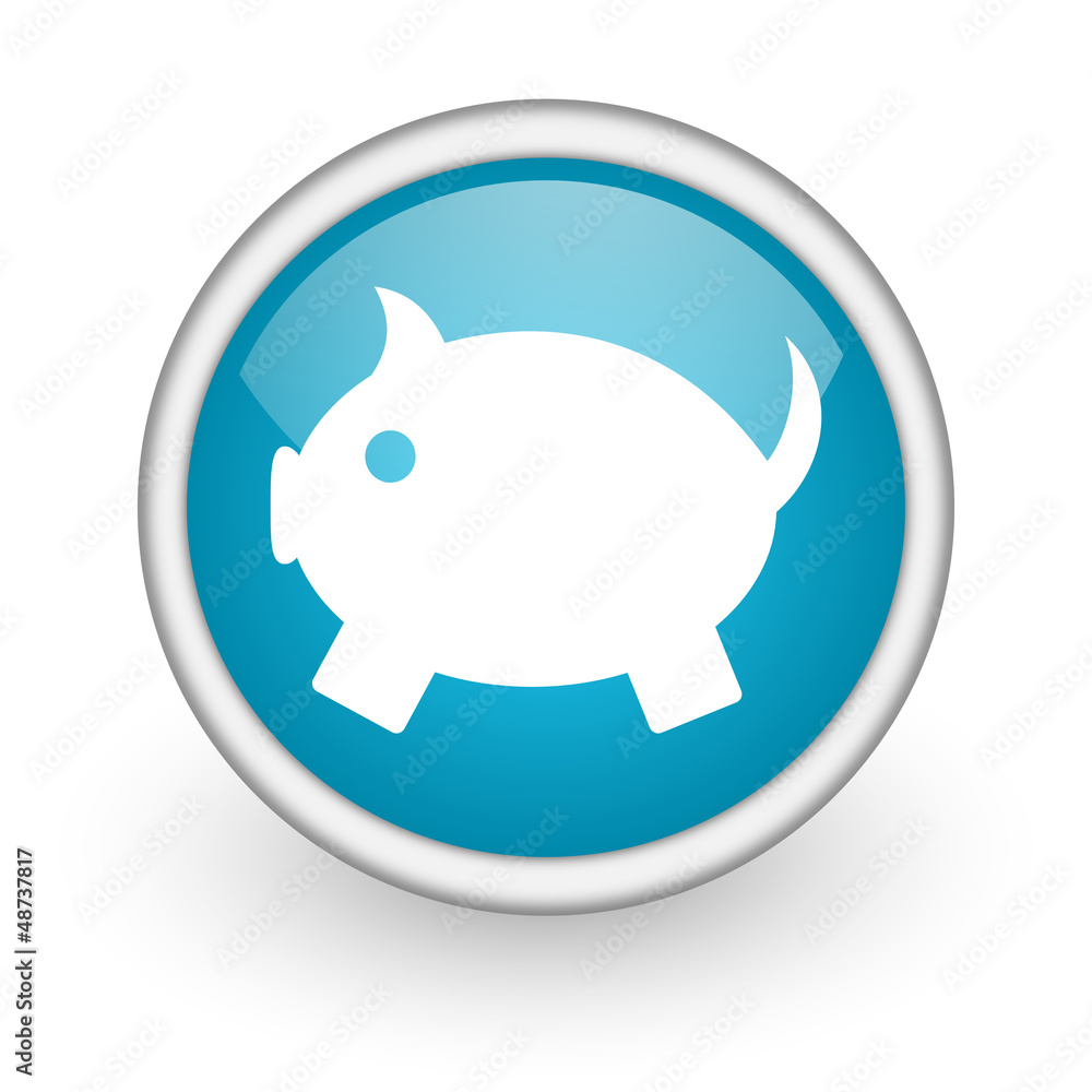 piggy bank blue glossy icon on white background piggy bank blue glossy icon on white background