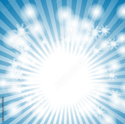 abstract blue christmas background with rays