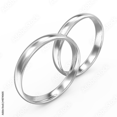 Platinum Wedding Rings isolated on white background