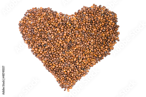 heart from coffee beans isolated on a white background © dziewul