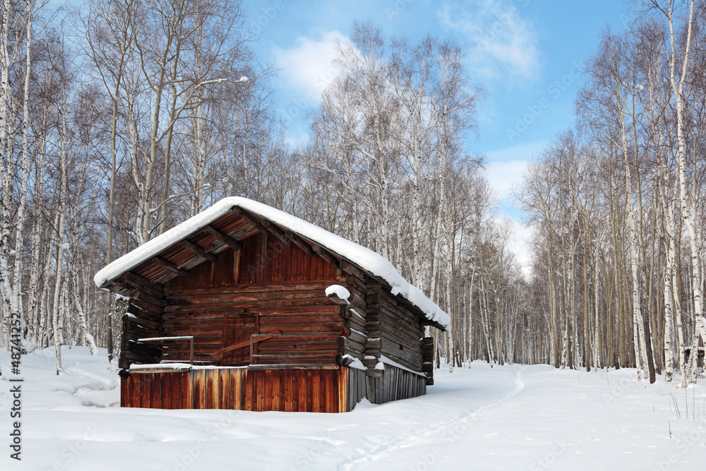 The old wooden watermill, Siberia, Russia