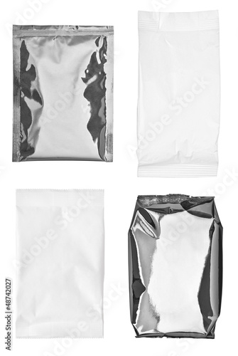 white silver aluminum paper bag package food template