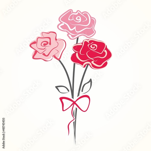 Bouquet of beautiful roses. Hand drawn vector illustration.