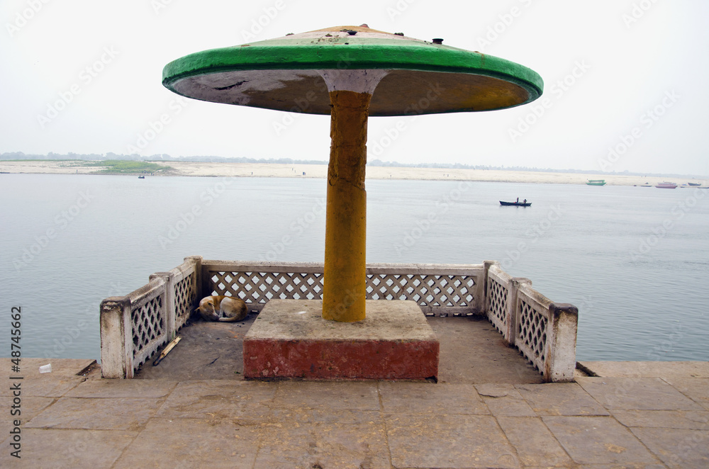 summerhouse on sacred Ganga river coast