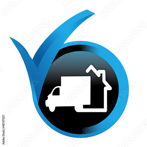 livraison à domicile sur bouton validé bleu