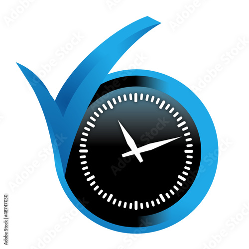 horloge sur bouton validé bleu