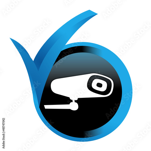 video surveillance sur bouton validé bleu