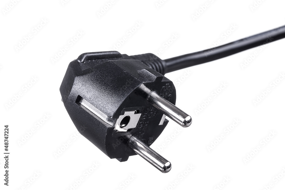 black european german Schuko power plug, isolated black european german Schuko power plug, isolated