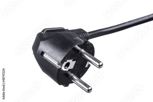 black european german Schuko power plug, isolated