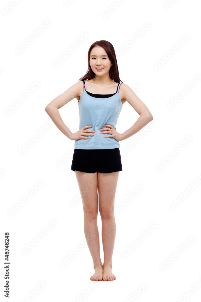 Fototapeta premium Young Asian woman full shot