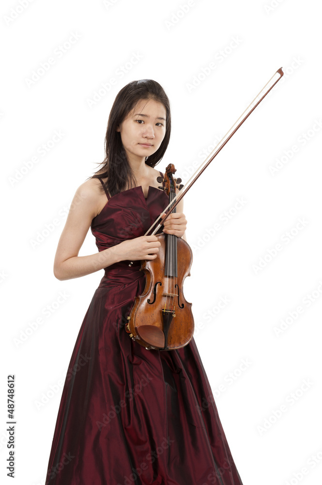 young asian woman with violin