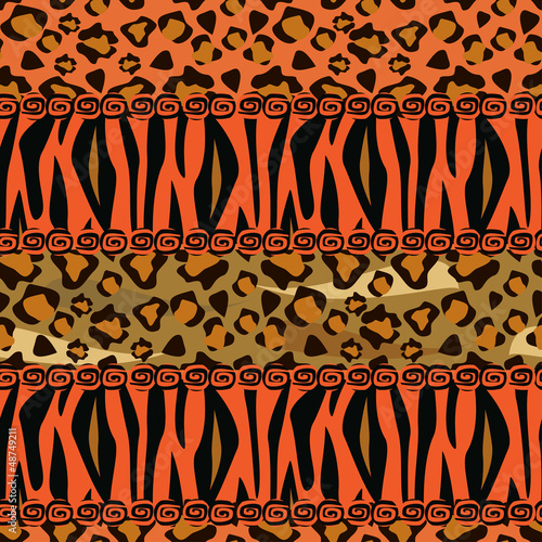 Abstract  background with tiger and cheetah skin pattern