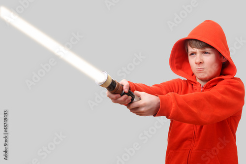 Boy with lightsaber