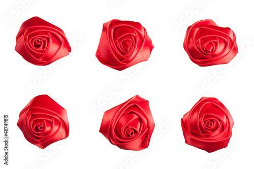 set of roses made of silk ribbon