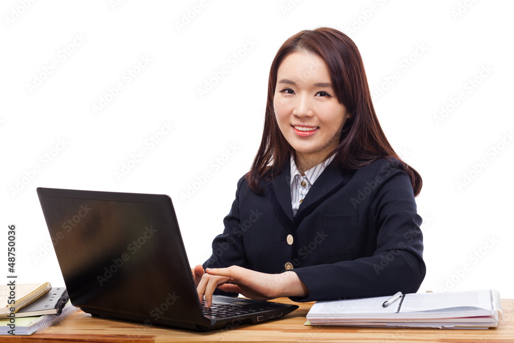 Yong pretty Asian student studying Yong pretty Asian student studying