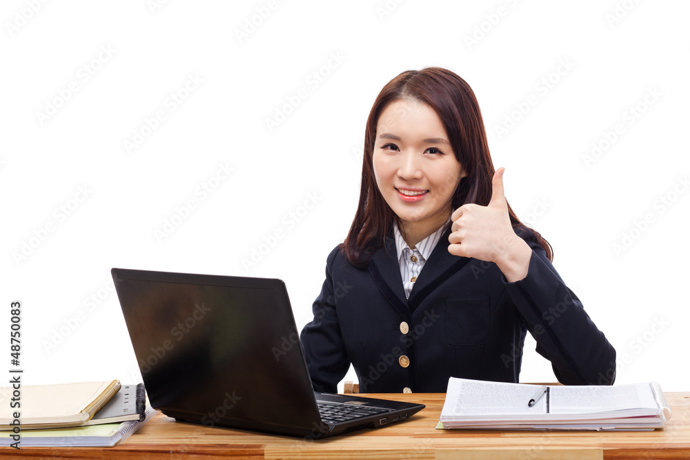 Yong pretty Asian student studying Yong pretty Asian student studying