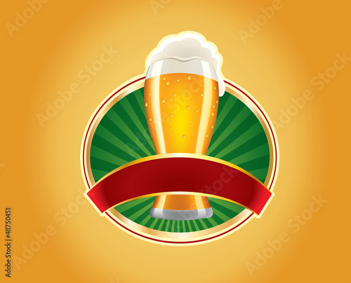 beer label with red ribbon