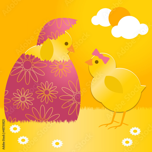 easter chick in easter egg