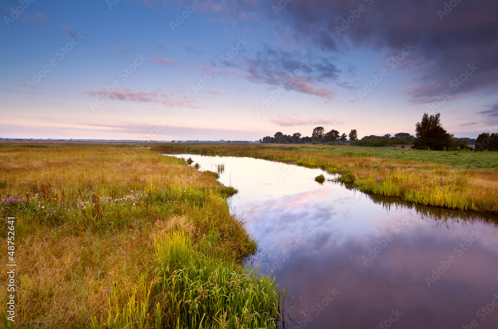 Fototapeta premium river in summer at sunrise
