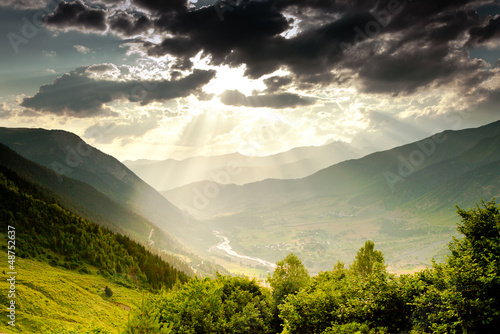 Photography Beautiful walley in Caucasus mountains in Upper Svaneti, Georgia