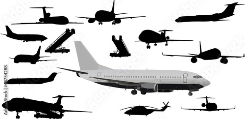 set of planes isolated on white