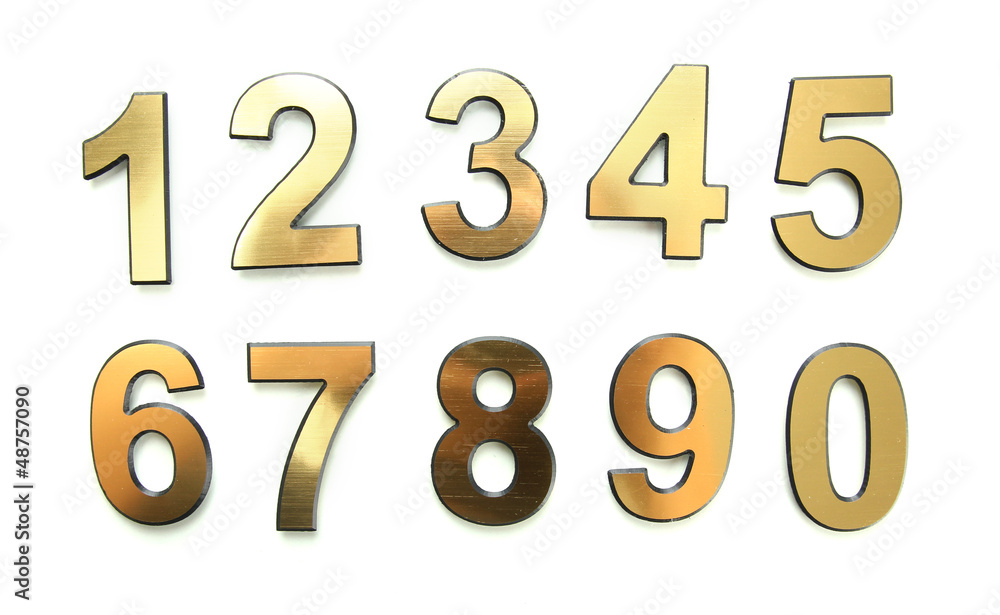 Golden numbers, isolated on white Golden numbers, isolated on white