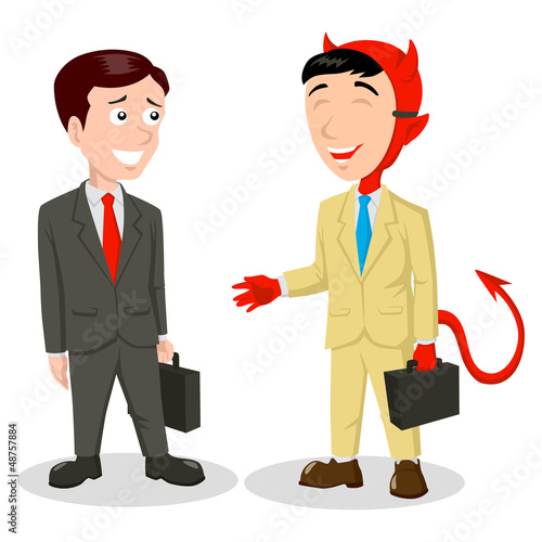 Cartoon illustration of the devil wearing a mask