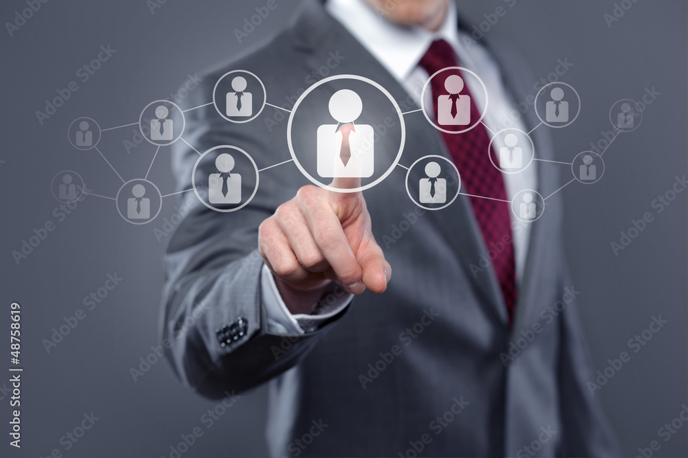 Man with Touchscreen Network / Human Resources Man with Touchscreen Network / Human Resources