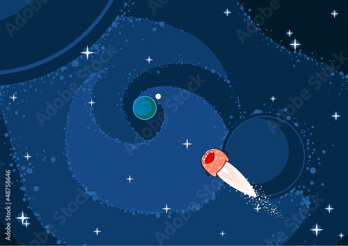 Cute monster comet flying to the Earth