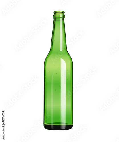 green empty beer bottle