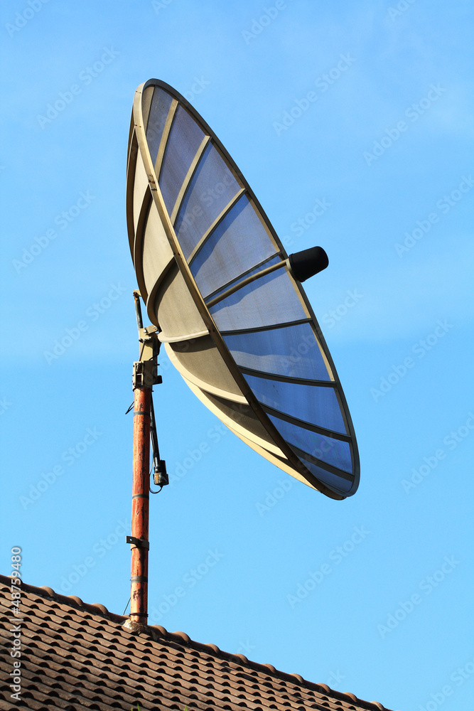 Satellite TV with blue sky