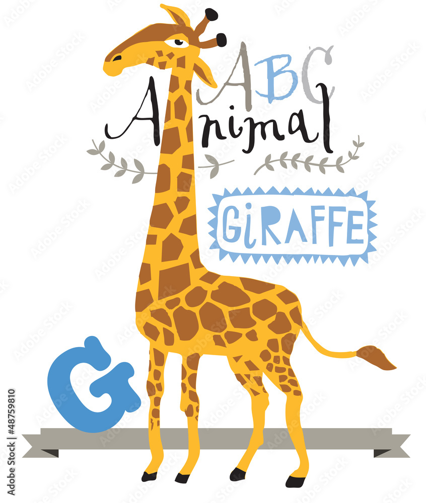 Naklejka premium ABC animals: G is for giraffe. Vector Graphics