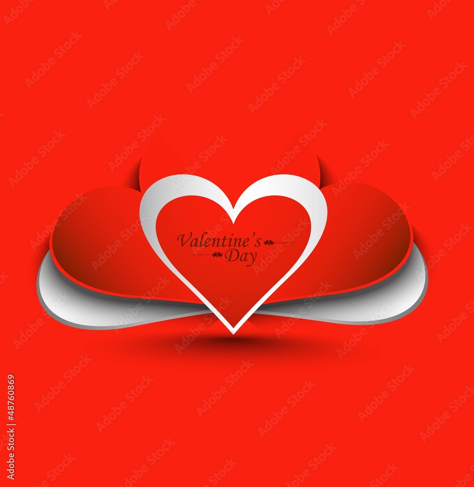 Romantic red heart valentine`s day vector design