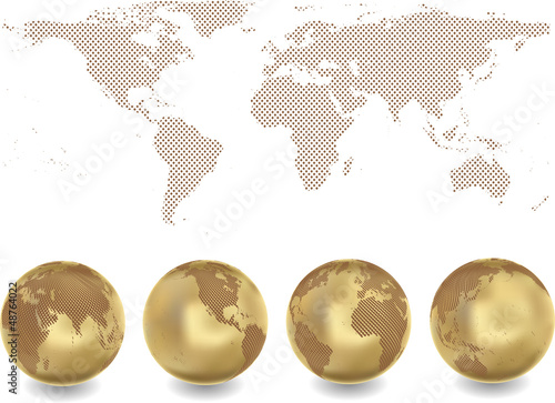 Weltkarte mit Kugeln