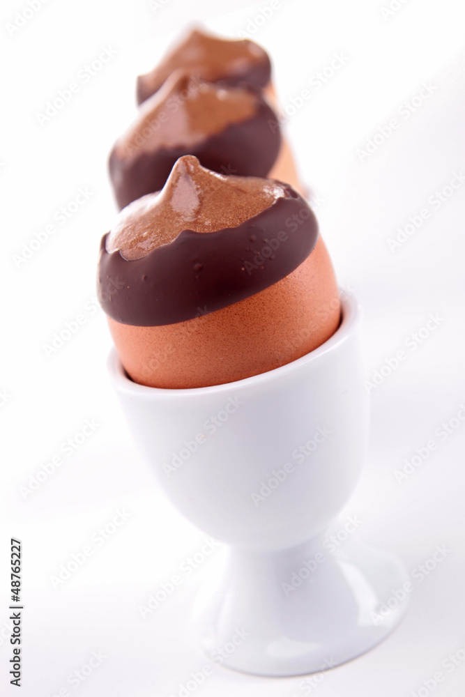 chocolate mousse in egg cup chocolate mousse in egg cup