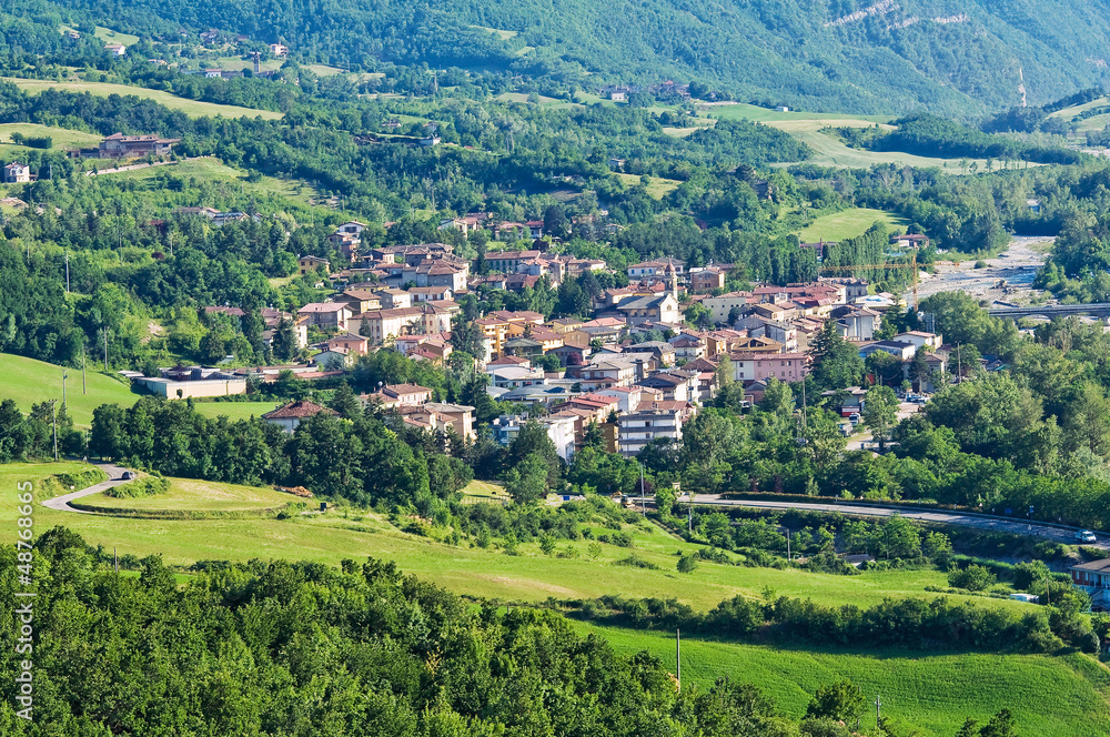 Panoramic view of Bettola. Emilia-Romagna. Italy.