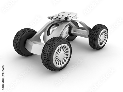 Fotografie Military droid car with heavy gun