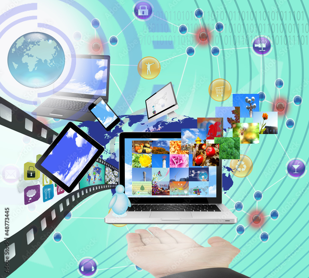 Technology in the hands with internet Technology in the hands with internet