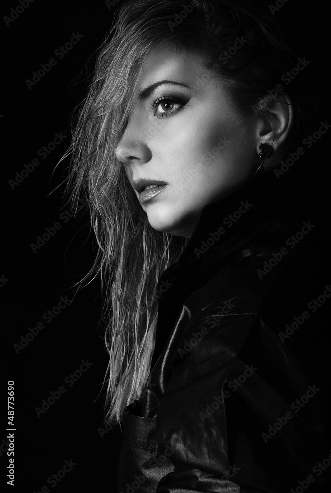 Beautiful girl blonde in black shirt Beautiful girl blonde in black shirt