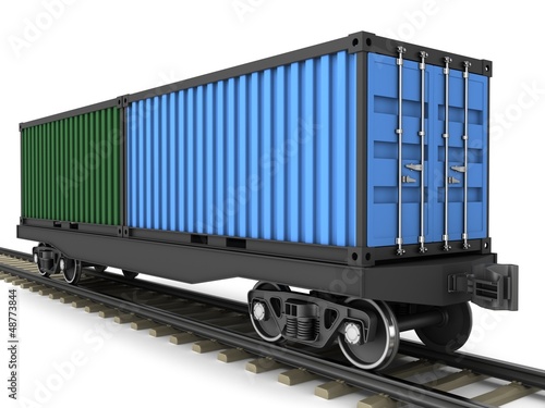 Φωτογραφία Railway wagon for transportation of containers