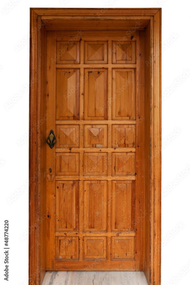Wooden panel door isolated on white background Wooden panel door isolated on white background
