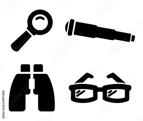 Magnifying glass, telescope, binocular and glasses